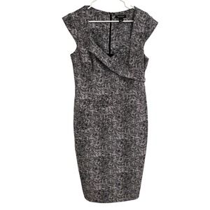 White House Black Market Womens FittedDress Black And White Cap Sleeves Size 14